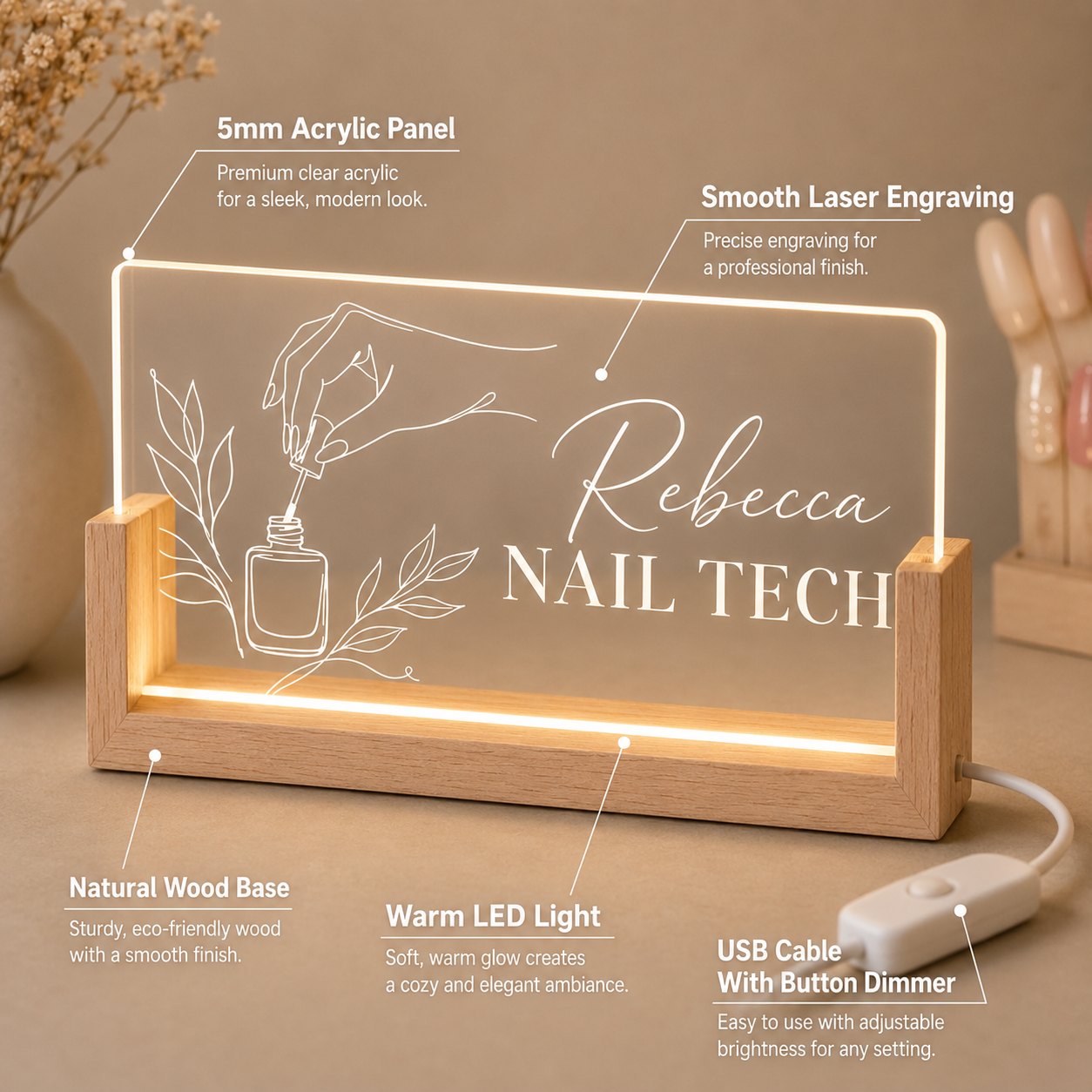 Custom Acrylic Desk Name Plate – Office Tech Logo recenzja i cena